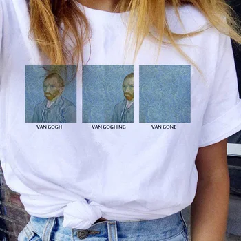 Van Gogh Moterų Marškinėliai Juokinga 90s Estetinės Ullzang Marškinėlius Derliaus Harajuku T-shirt Moterų korėjos Stiliaus Mados Viršūnes Tees