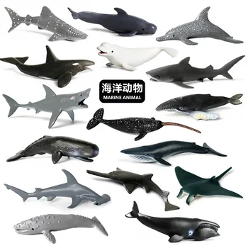 Vandenynų Pasaulį, Jūrų Žuvys Miniatiūriniai Jūros Gyvūnų Modelio, Humpback Whale Hammerhead Ryklių, Delfinų Mini Statulėlės Veiksmų Skaičius, Žaislai