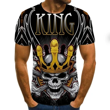 Vasara vasara vyriški T-Shirt Naujas 3D spausdinimo t-shirt vyrų kaukolės velnias T-shirt Vasaros Black T-Shirt apvalus kaklas paplūdimio T-shirt