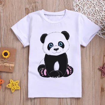 Vasaros 2019 Naujas Cool Berniukų Marškinėliai Šokiai Panda Marškinėliai Vaikams Juokingas Animacinių filmų Spausdinimo T-shirt Mergina Atsitiktinis, baltus Drabužius trumpomis Rankovėmis