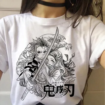 Vasaros Naują Hot Demon Slayer marškinėlius Japonų Anime Moterys T-shirt Juokingi Grafikos TopStreetwear Punk Kimetsu Nr. Yaiba T-shirt Aprengti
