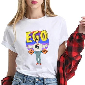 Vasaros trumparankoviai marškinėliai spausdinimas raidžių bts naujo albumo nuotaiką mados populiarus gatvės atsitiktinis mielas kawaii girl drabužiai