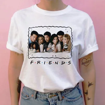 Vasarą Naujų Draugų, Print T-shirt Vasaros Retro Moterų trumpomis Rankovėmis Mados Top marškinėliai Atsitiktinis Grafika Moterų marškinėliai Moterims