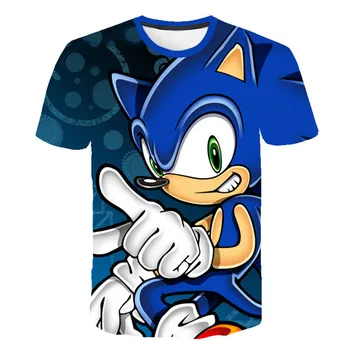 Vasarą Vaikams Drabužių Sonic the Hedgehog Marškinėliai Berniukams 3D Atspausdintas Streetwear viršūnes vaikų Sonic ežys marškinėliai