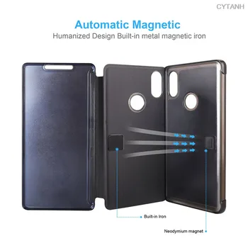 Veidrodis Peržiūrėti Smart Flip Case For Huawei Mate 20 Lite Prabanga originalus Magnetinis fundas Mate20 20Lite SNE-LX1 ant Odos Telefono Dangtelį