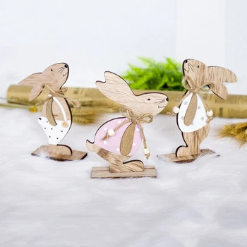 Velykų Apdailos Rabbit Medinių Namų Stalo Dekoro Mediniai Papuošalai su Velykomis Partija Pasisako Žaislai Vaikams