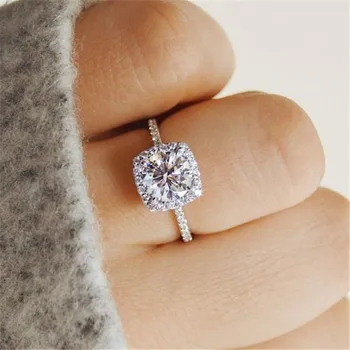 Vestuvių, Sužadėtuvių Žiedai, Moterims, Moteriška Aikštėje Zirconia Žiedas Su Akmens Jewellry Sidabro Spalvos Moteriško Žiedo Stojimo R531