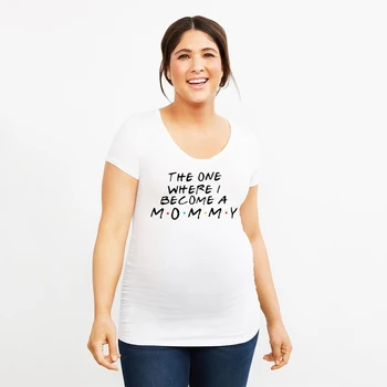 Viena, Kai esu Nėščia Shirt Baby Skelbimas T-shirt Nėštumo Marškinėliai, Drabužiai Plius Dydis-trumpomis Rankovėmis, Nėščioms Moterims