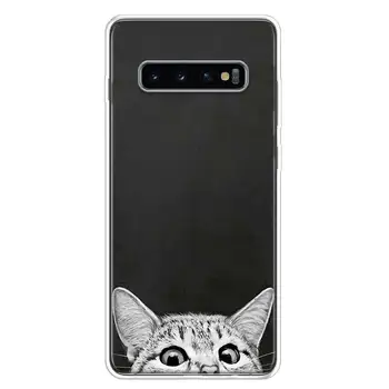 Vietos Mėnulio Cute Kačių, Telefono Dėklas, Skirtas Samsung Galaxy S10 S20 Ultra Lite Pastaba 10 9 8 S8 S9 J4 J6 J8 Plus + Pro S7 Coque 