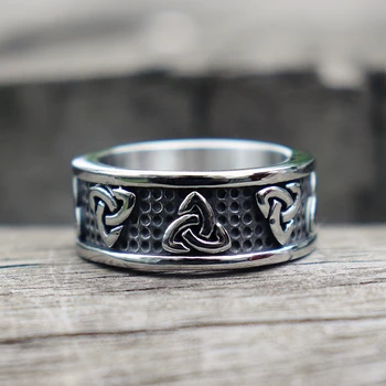 Viking Nerūdijančio Plieno Celtics Mazgas Žiedas Vyrams Šiaurės Trejybės Vestuviniai Žiedai, Vyriški Grupė Žada Papuošalai
