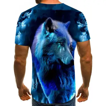 Vilkas marškinėliai 3d T-shirt Gyvūnų Vyrų Marškinėliai Mėlyna Liepsna T Shirts 2020 vyriški Drabužiai Galaxy Gatvės Vintage Drabužių Atsitiktinis Viršūnės