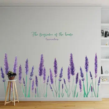 Violetinės Levandos Siena Lipdukas Kambarį Fone Namų Ddecoration Meno Lipdukai Romantiškas Gėlių Ateityje Linija Freskos