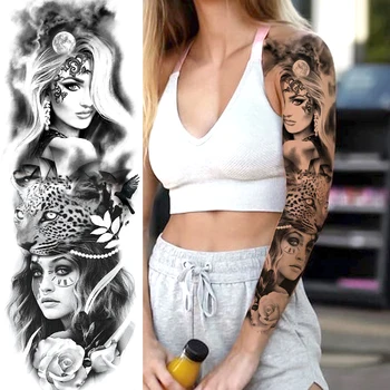 Visiškai Rankos Blogio Akių Laikina Tatuiruotė Lipdukas Vyrams, Moterims, Realus Kaukolė Rožių Gėlių Tatoos Body Art 3D atsparus Vandeniui Netikrą Tatuiruotės