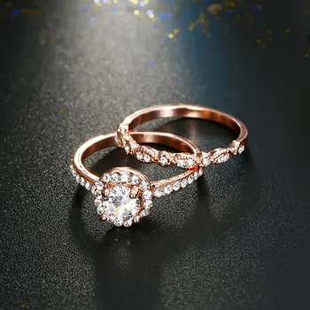 VKME didelės apvalios kubinių Zirconia vestuviniai žiedai moterų sužadėtuvių žiedas moterys Sidabro spalvos Kristalų Spalva Šalis, Naują dovanų