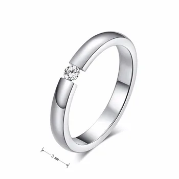 Vnox 3mm, Plona Nerūdijančio Plieno Vestuviniai Žiedai Moterų Vyrai Niekada Išnyks Dalyvavimas Juostų CZ Stone Solitaire Žiedas