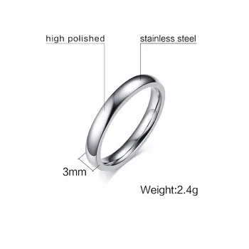 Vnox 3mm, Plona Nerūdijančio Plieno Vestuviniai Žiedai Moterų Vyrai Niekada Išnyks Dalyvavimas Juostų CZ Stone Solitaire Žiedas