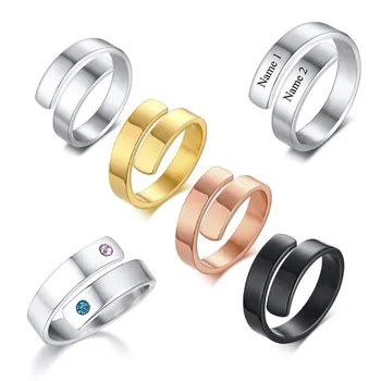 Vnox Reguliuojamas Wrap Moterų Žiedai Asmeninį Žiedas, Nerūdijančio Plieno, Gimtadienio Baigimo Kūrybos Užsakymą Dovanos Mergaitėms