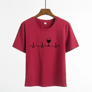 Vyno Plakimas, Print T Shirt Moterims Trumpomis Rankovėmis O Kaklo Laisvus Marškinėlius 2020 M. Vasarą Moterys, Marškinėliai, Topai Camisetas Mujer Femme Viršūnės