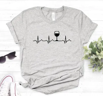 Vyno Plakimas, Print T Shirt Moterims Trumpomis Rankovėmis O Kaklo Laisvus Marškinėlius Vasarą Moterys Priežastinis Marškinėliai, Topai Camisetas Mujer