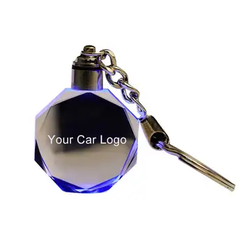 Vyrai Šviesos Key Chain užsakymą Logotipą, LED Iškirpti Stiklo Keychain Automobilių Transporto Logotipas paketų prižiūrėtojų raktinę Raktų pakabukas Audi Automobilių Raktų Žiedas Grandinės