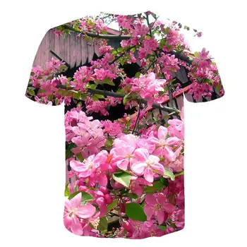 Vyriški Streetwear Naujas Vasaros 3D Pink Tulip Gėlių marškinėliai Atsitiktinis 3D Spausdinimo T-shirt Augalų Žiedų S-6XL
