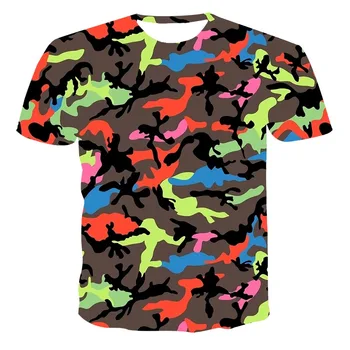 Vyriški Vasaros T-shirt Kamufliažas trumpomis rankovėmis T-shirt Vyrai lauko karinės kovos fitneso T-shirt