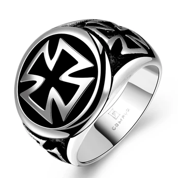 Vyriški Žiedai Karšto Cool Mados 316L Nerūdijančio Plieno Kryžius Žiedas Vyrams Juoda Titano Derliaus Vyrų Žiedai anel masculino