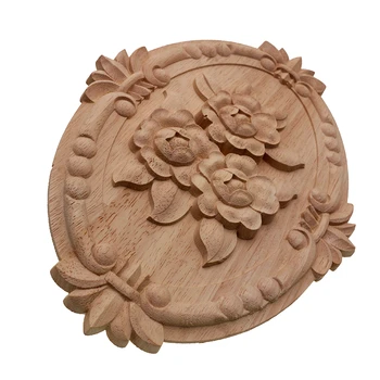 VZLX Gėlių Drožyba Natūralaus Medžio Appliques-Baldų Kabineto Unpainted Mediniai Bagetai Decal Dekoratyvinės Statulėlės