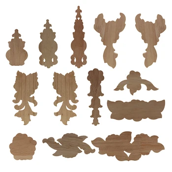 VZLX Naujų Gėlių, Medžio Drožyba Natūralaus Medžio Appliques-Baldų Kabineto Unpainted Mediniai Bagetai Decal Dekoratyvinės Statulėlės