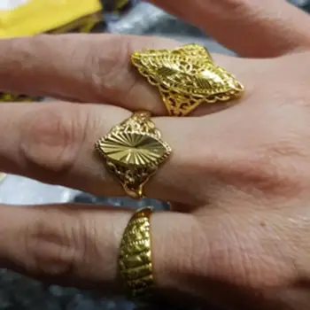 Wando 5Style Etiopija Dubajus Granulių Aukso Spalvos Arabų Žiedai keičiamo dydžio Moterims/Paauglių Vestuvių Papuošalai Afrikos /Halloween Dovana