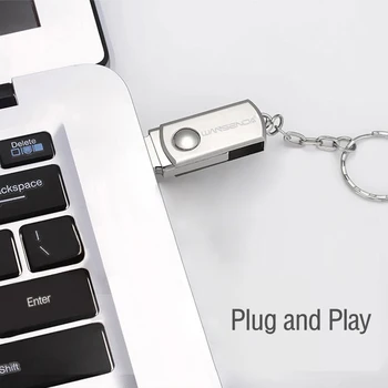 WANSENDA Raktų Žiedas Pen Drive 32GB 64GB Sukimosi USB Flash Drive 8GB 16GB 128GB Metalo Pendrive USB 