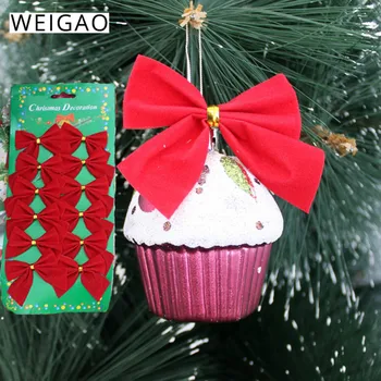 WEIGAO 12pcs Gana Kalėdų Lankas Kalėdų Medžio Apdailos Juostelės bowknot Kalėdų Dekoracijas Namuose Naujųjų Metų Navidad Kerst