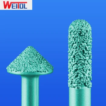 WeiTol 1pcs 3D drožyba bitų Dulkių brazed akmens pjovimo dis kamuolys nosies kelvedžio bitai 3D V formos griovelio, graviravimas bitai granitas