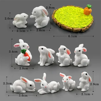 White Rabbit Kalėdų, Velykų Statulėlės Micro Kraštovaizdžio Akvariumas Namų Dekoro Miniatiūriniai Pasakų Sodo Puošmena Šiuolaikinės Priedai