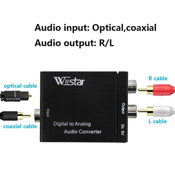 Wiistar RCA Skaitmeninio Į Analoginį Garso Konverteris Skaitmeninis Optinis Bendraašius Toslink Signalas Analoginis Garso Keitiklis Su Jack