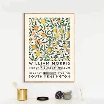 William Morris, Drobė, Tapyba Spausdinti Viktorijos ir Alberto Muziejaus Parodos Plakatas Londono Metro Art Nouveau Sienų Dekoras