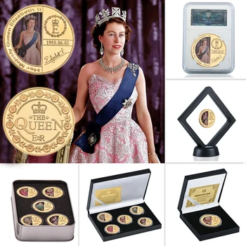 WR Karalienė Elizabeth II Aukso Suvenyrų Monetos Originalus su Dovanų Dėžutė Karališkosios Šeimos Progines Monetas Kolekcionieriams Medalis Dropshipping