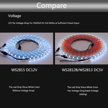 WS2815 (WS2812B WS2813 atnaujinta) RGB LED vaizdo Taškų Juostelės Šviesos Individualiai Naudojamos LED Dual-Signalas 30/60/100/144 Led/m
