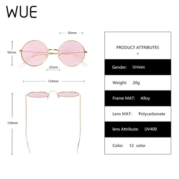 WUE 2019 Retro Turas Pink Akiniai nuo saulės Moterims Prekės ženklo Dizaineris Saulės Akiniai Moterims Lydinio Veidrodis Moterų Oculos De Sol