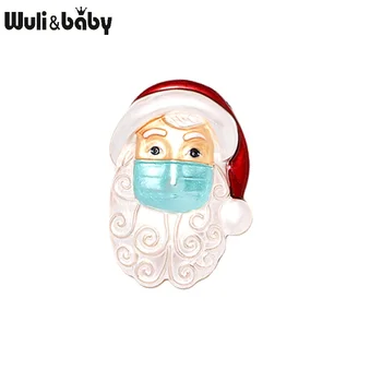 Wuli&baby 2021New Veido Santa Claus ir Kalėdų Sagės Moterys Vyrai Emalio Naujųjų Metų Sagės, Segtukai, Dovanos