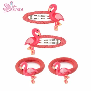 XIMA 4pcs/daug Mini Animacinių filmų Flamingo Pelėda plaukų segtukai Vaikai Vienaragis Plaukų Ryšius Princesė Merginos Vienaragis Plaukų Juosta Plaukų Aksesuarai