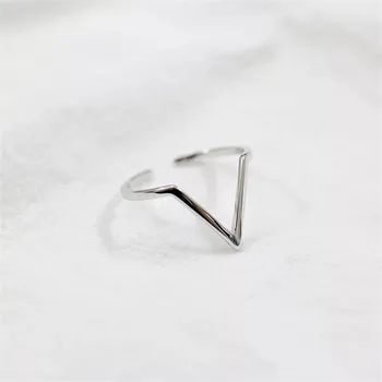 XIYANIKE 925 Sterlingas Sidabro V formos Kūrybos Paprasta Atidaryti Žiedas Moterims Šalis Trikampis Geometrijos Mados Juvelyrika Priedai