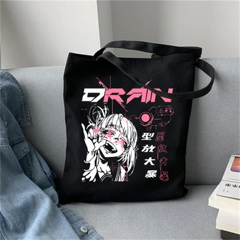 Y2k Anime spausdinti Moterų Derliaus atsitiktinis Harajuku elegantiškos moterys mados didelės talpos drobės naujas Goth ins peties shopper bags 2020 m.
