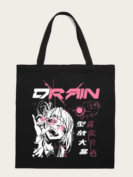 Y2k Anime spausdinti Moterų Derliaus atsitiktinis Harajuku elegantiškos moterys mados didelės talpos drobės naujas Goth ins peties shopper bags 2020 m.