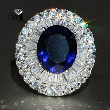 YaYI Papuošalų Mados Princesė Iškirpti 5.5 CT Mėlynas Cirkonis Sidabro Spalvos Sužadėtuvių Žiedai, vestuvių Žiedai Šalies Žiedai