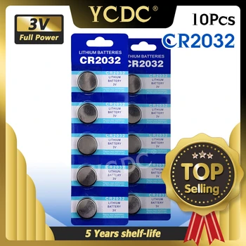 YCDC 10 Vnt Mygtuką Batterie CR2032 baterijos 2032 5004LC ECR2032 DL2032 KCR2032 3V Ličio Tipas Mygtuką Moneta Ląstelių Žiūrėti Baterijos