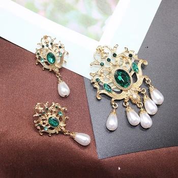 Ydgy močiutė žalia perlų auskarai Baroko papuošalai populiarus moterų reikmenys didmeninė auskarai