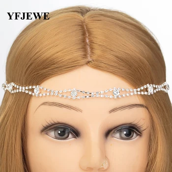 YFJEWE Naujo Dizaino Vestuves Plaukų Aksesuarai Kristalų Grandinės Pakabukai Galvos Juostų Moterų Papuošalai Vestuvių Nuotakos Plaukų Papuošalai H013