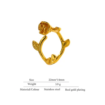 Yhpup Temperamentas Gėlių, Augalų Atidarymo Žiedas Moterims 2021 Vario Metalo Tekstūros Žavesio Žiedas Papuošalai 18 K кольцо Naujas