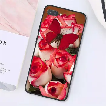 Yinuoda Raudona drugelis ant balto rožės gėlių Telefoną Atveju Huawei Honor 8A 8X 9 10 20 Lite 7A 5A 7C 10i 9X pro Žaisti 8C